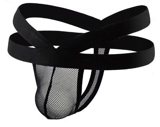 Black Mesh 2 Strap Pouch Jockstrap Thong
