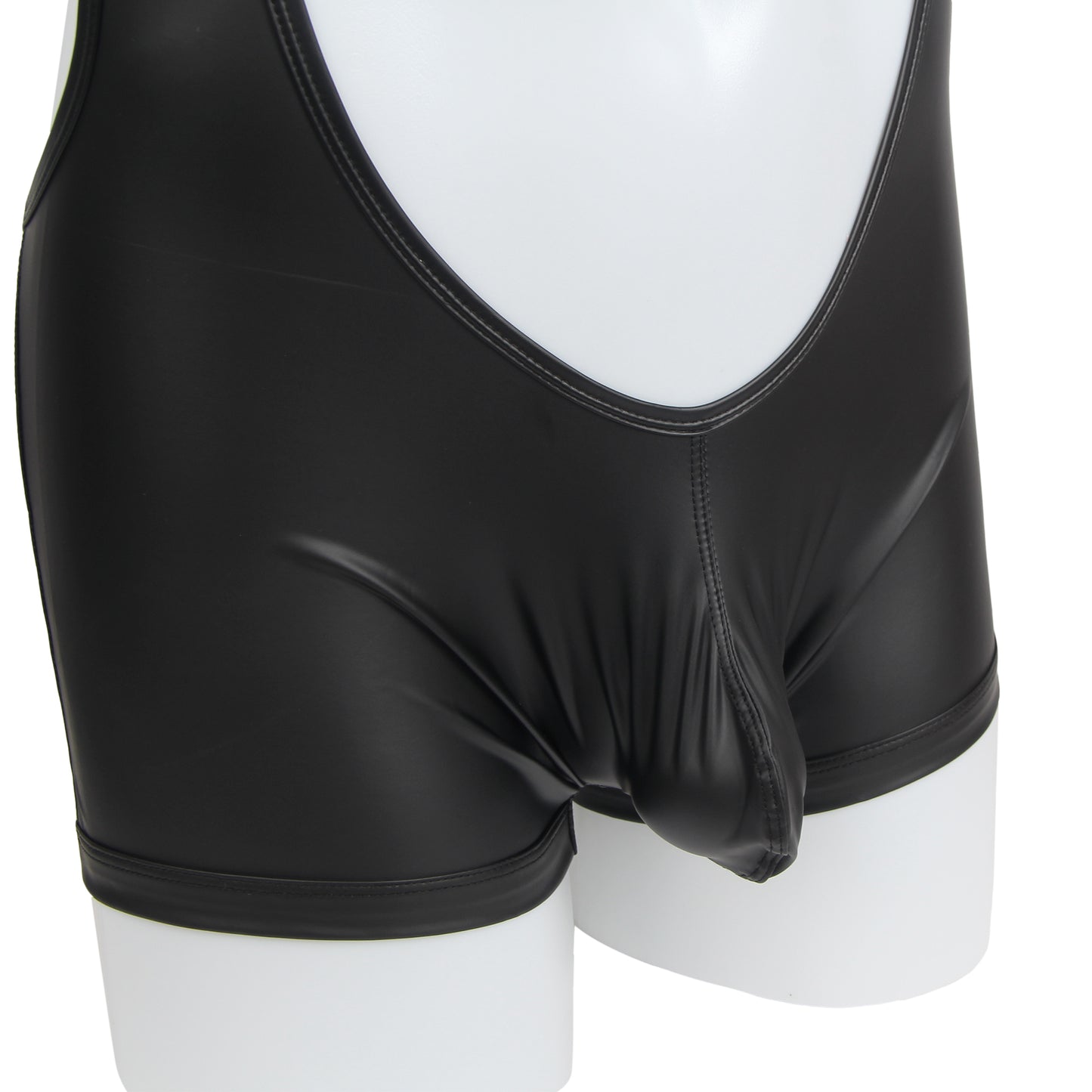 Black Faux Leather Men Bodysuit