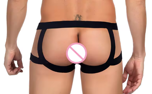 Black Faux Leather Mesh Boxer Jockstrap