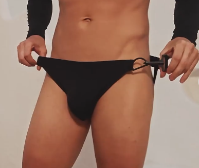 Black Ice Silk Long Sleeve Crop & Buckle Jockstrap