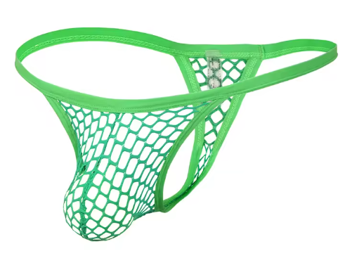 Green Pouch Fishnet Thong