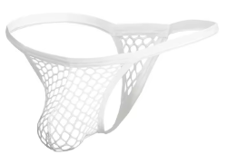White Pouch Fishnet Thong